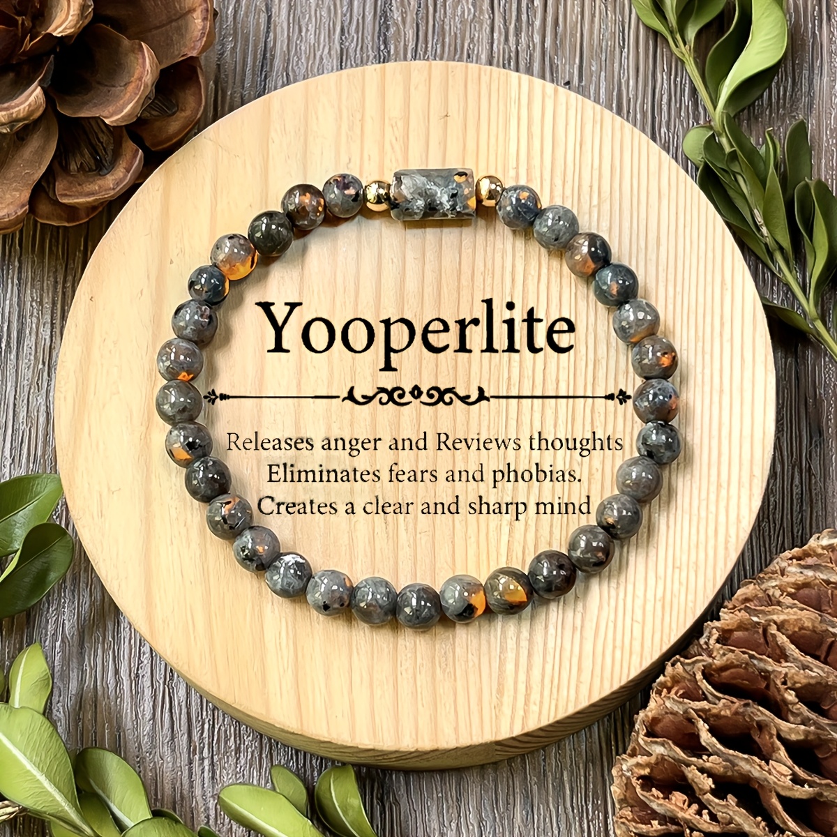 Natural Yooperlite Handmade Beaded Bracelet, Chakra Jewelry